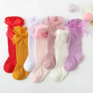 Infant Baby Girls Over-The-Knee Bowknot Socks