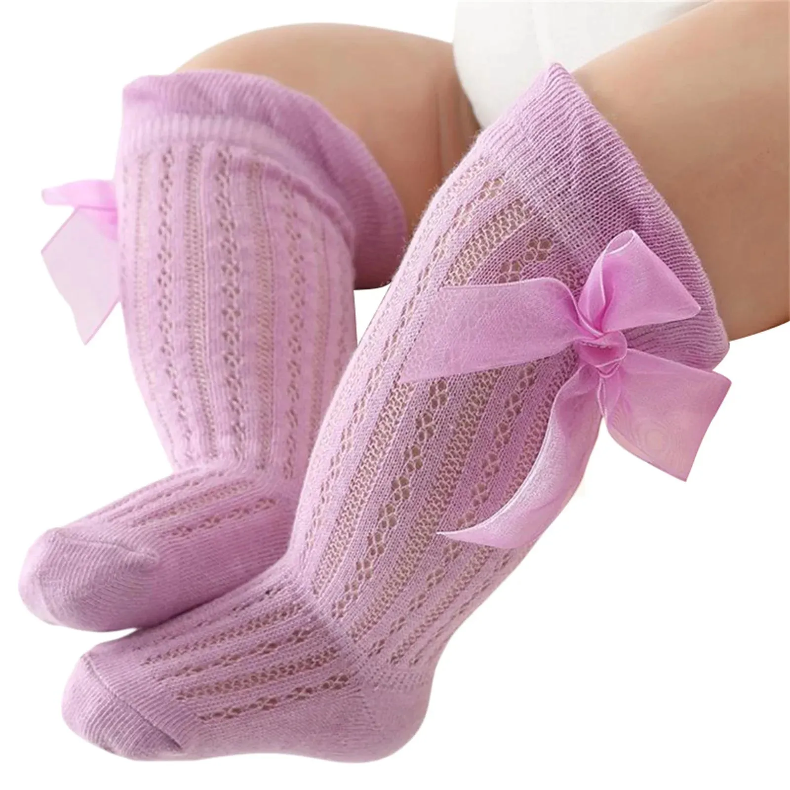 Infant Baby Girls Over-The-Knee Bowknot Socks