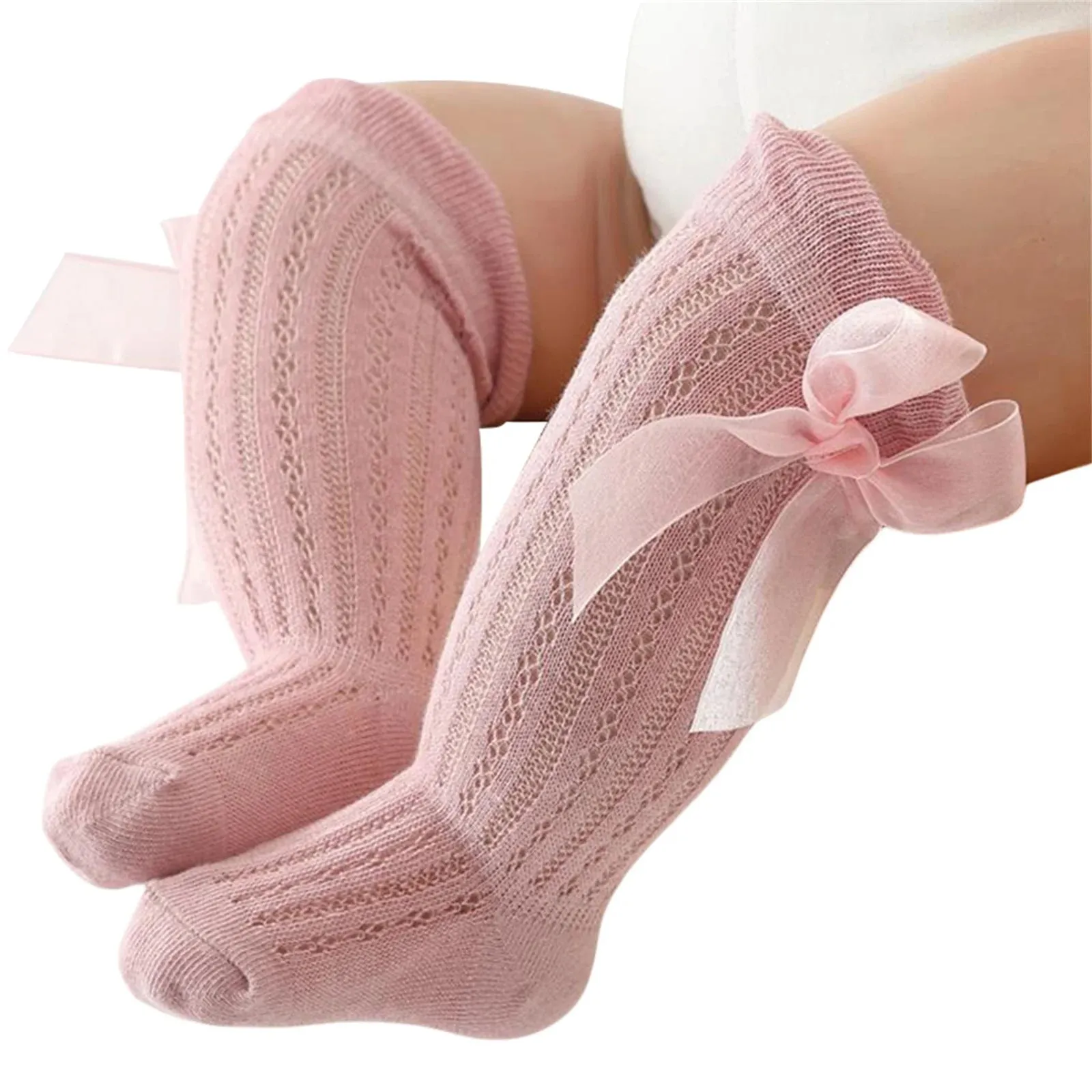 Infant Baby Girls Over-The-Knee Bowknot Socks