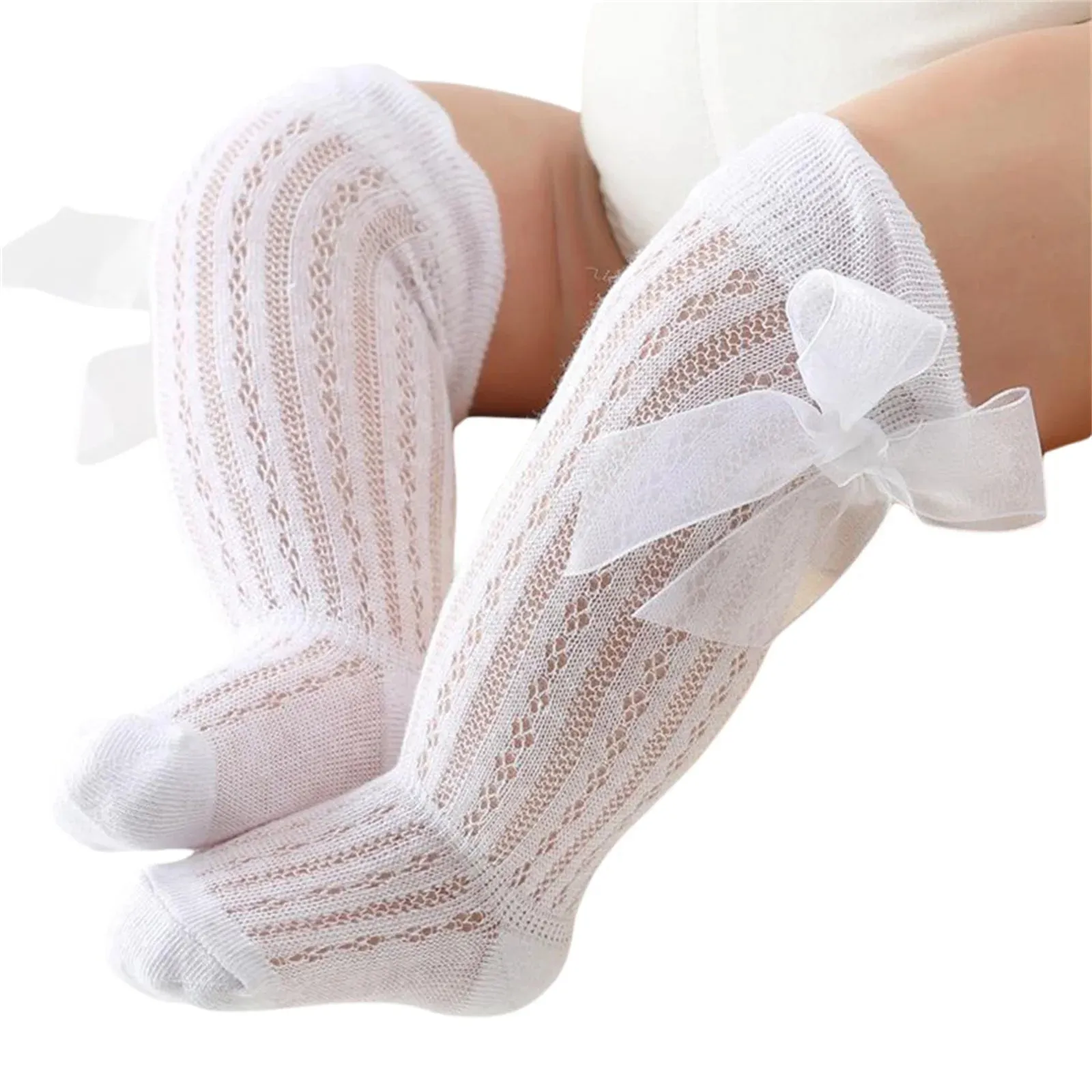 Infant Baby Girls Over-The-Knee Bowknot Socks