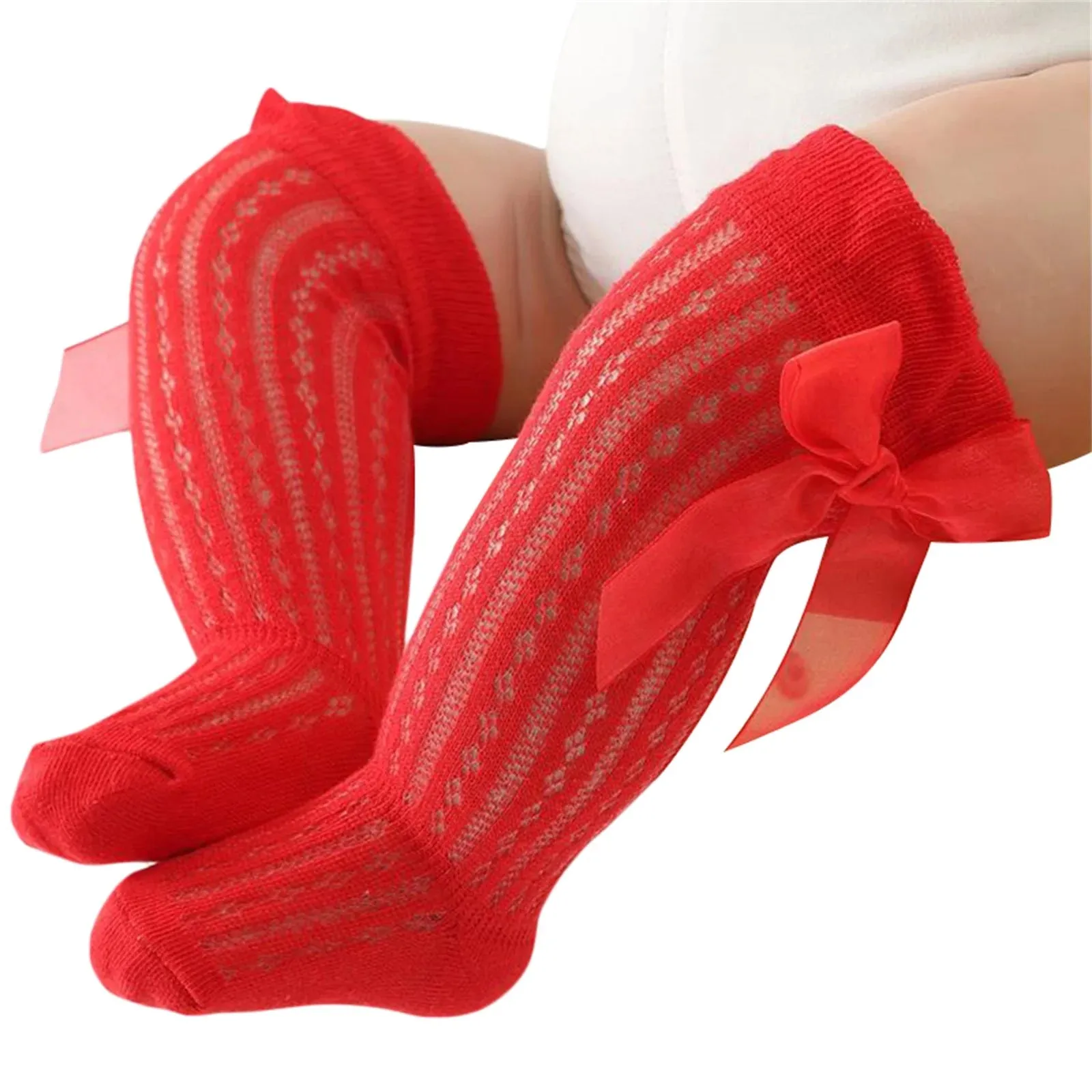 Infant Baby Girls Over-The-Knee Bowknot Socks
