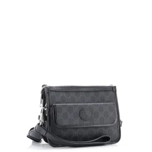 Interlocking G Patch Wristlet Flap Messenger Bag GG Coated Canvas Small