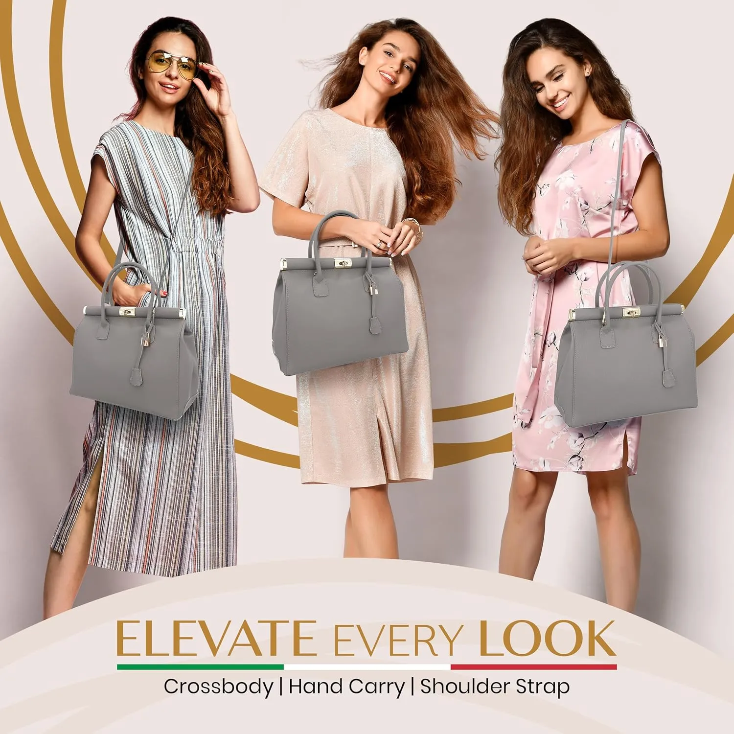 Italian Leather Handbags for Women - Spacious Interior, Durable Hardware, Crossbody Strap, Handmade