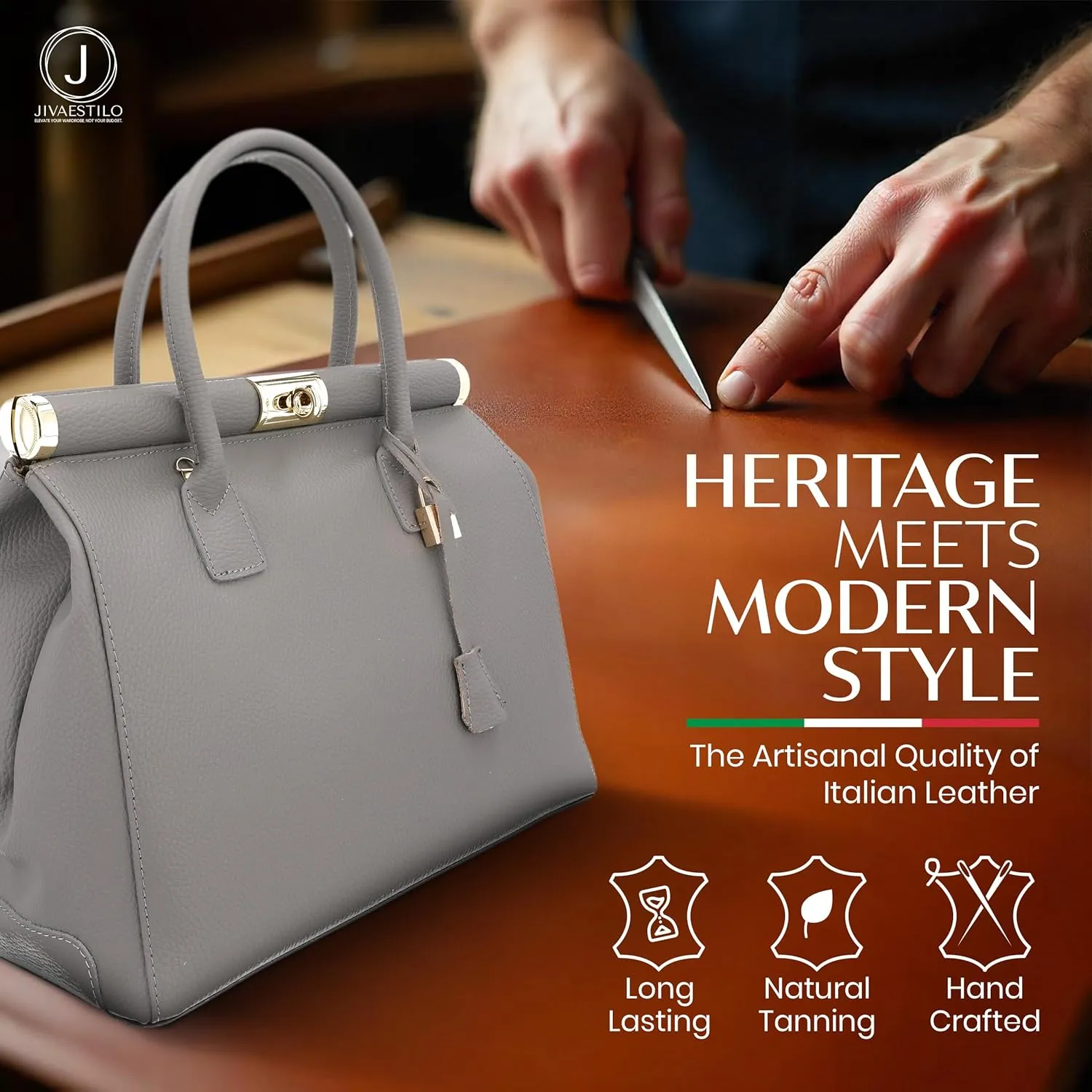 Italian Leather Handbags for Women - Spacious Interior, Durable Hardware, Crossbody Strap, Handmade