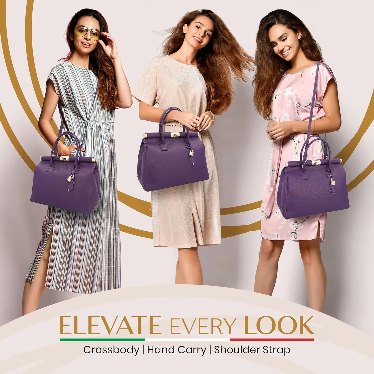 Italian Leather Handbags for Women - Spacious Interior, Durable Hardware, Crossbody Strap, Handmade