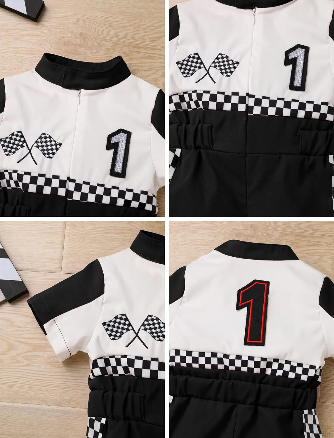 IWEMEK Baby Race Car Driver Outfit Boys 1st 2nd Birthday Outfit Girl Racer Jumpsuit Romper Racing Suit Cake Smash Photoshoot