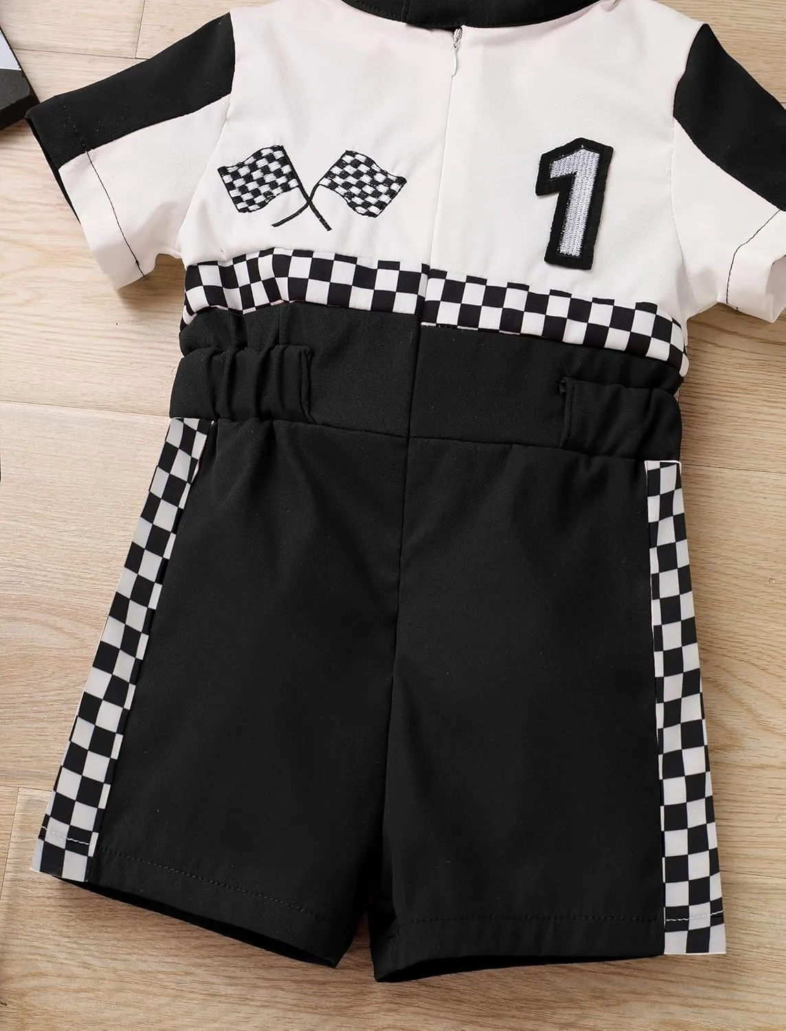IWEMEK Baby Race Car Driver Outfit Boys 1st 2nd Birthday Outfit Girl Racer Jumpsuit Romper Racing Suit Cake Smash Photoshoot