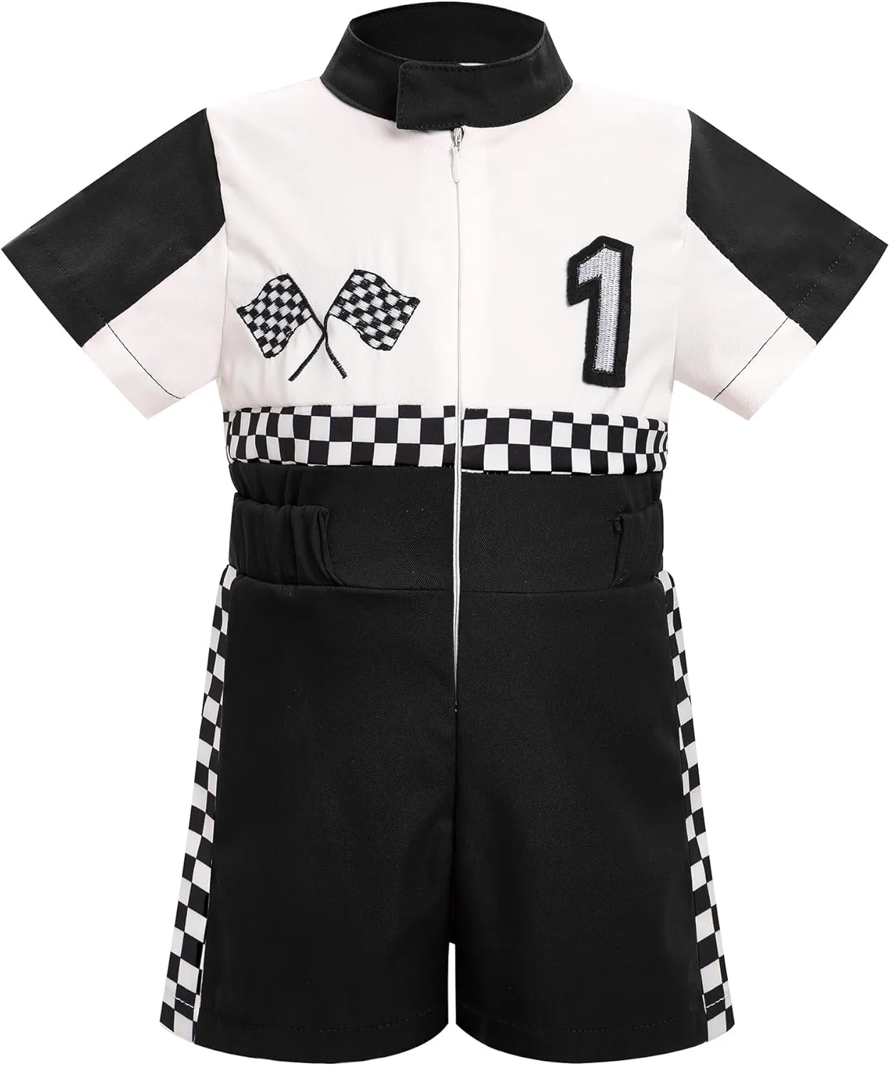 IWEMEK Baby Race Car Driver Outfit Boys 1st 2nd Birthday Outfit Girl Racer Jumpsuit Romper Racing Suit Cake Smash Photoshoot