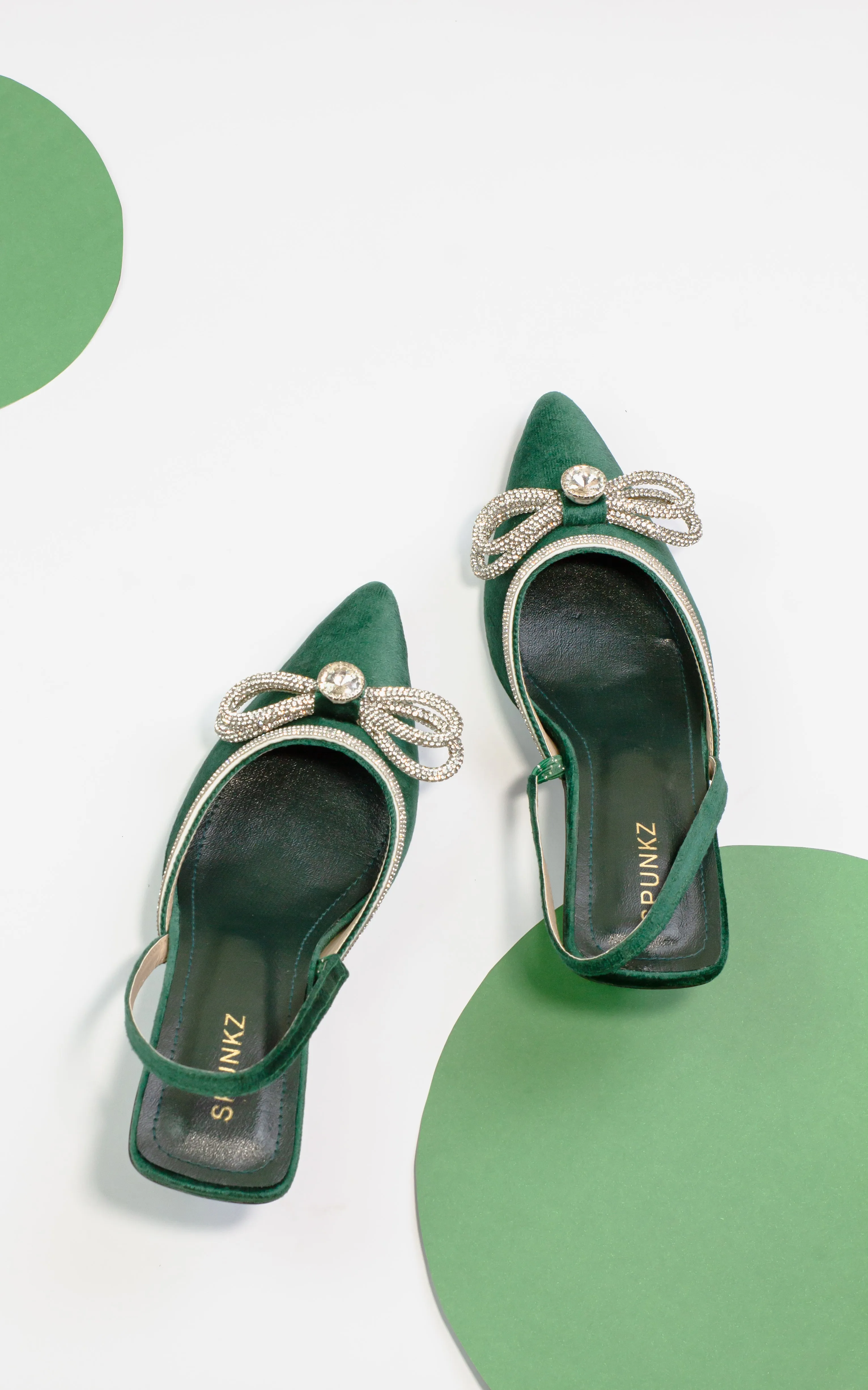 Jade Green Crystal Diamond Mesh Bowknot Diamante Heel - 11011