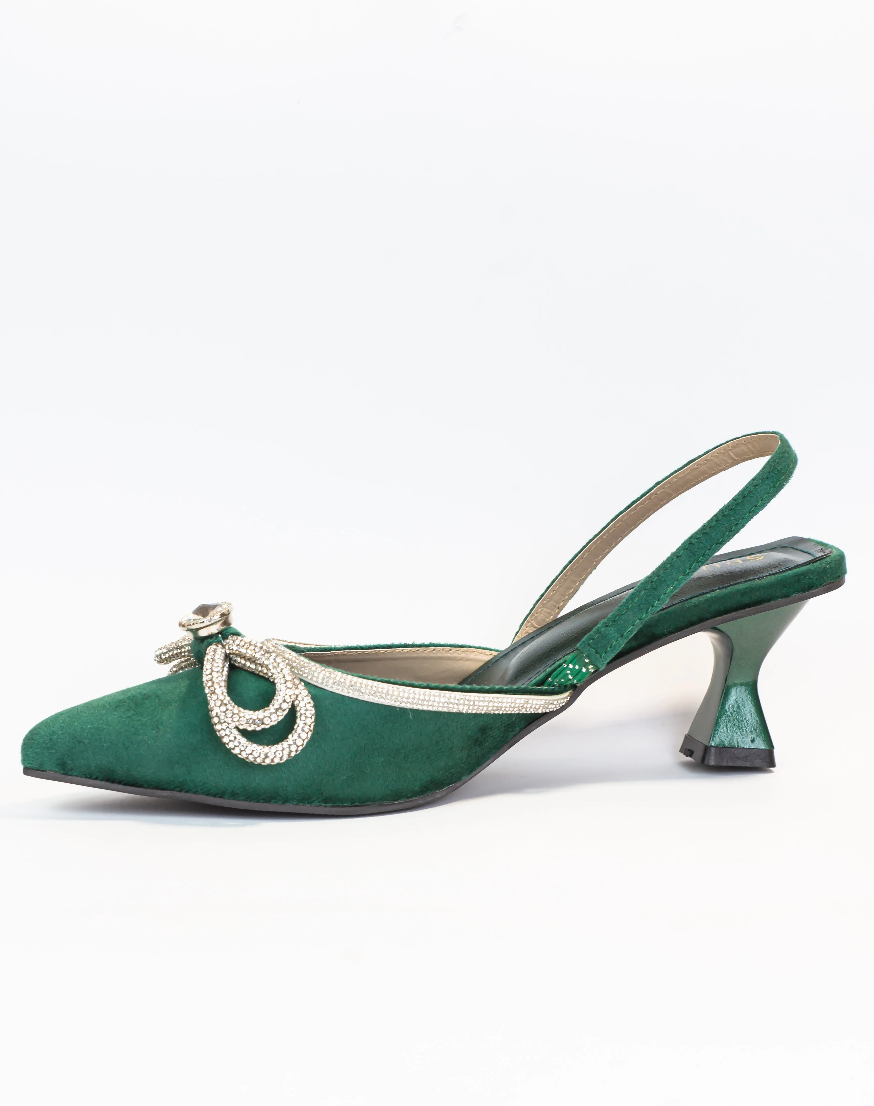 Jade Green Crystal Diamond Mesh Bowknot Diamante Heel - 11011