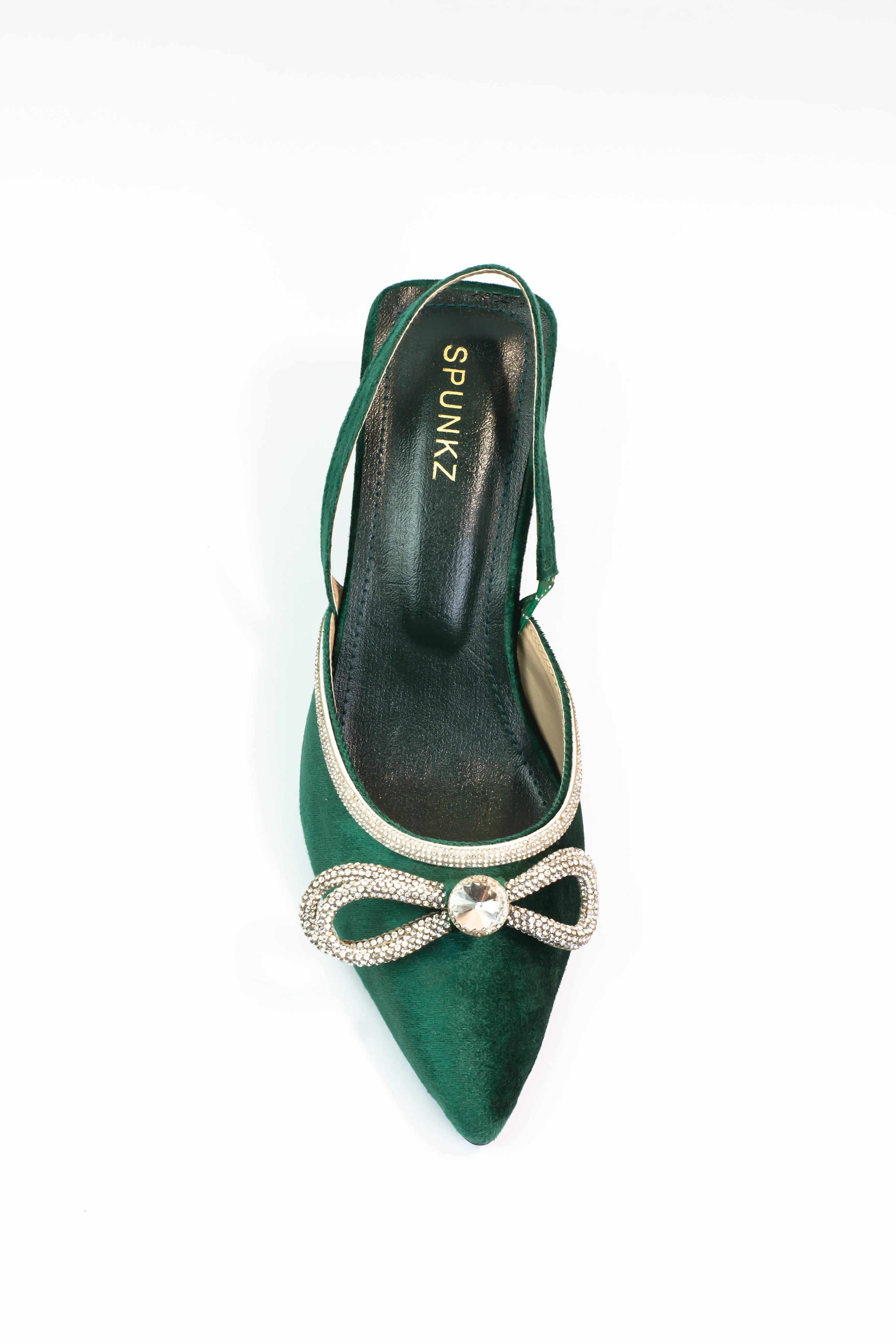 Jade Green Crystal Diamond Mesh Bowknot Diamante Heel - 11011