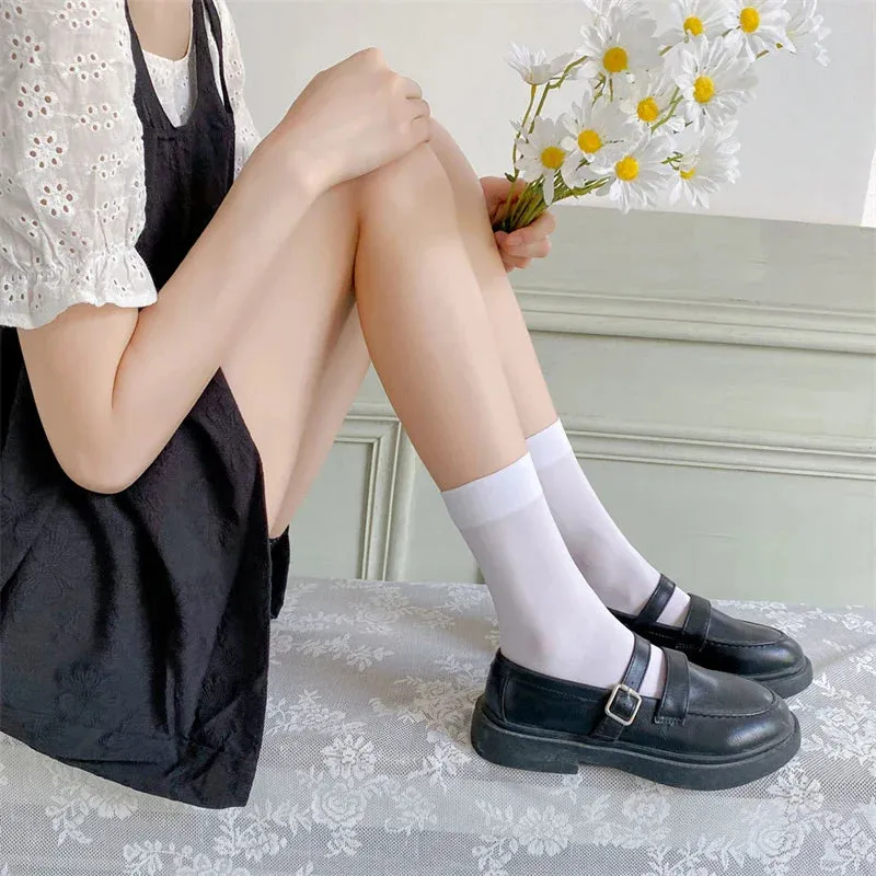 Japanese Style Stockings Lolita Bowknot Fishnet Knee Socks Anti-Snagging Women Hollow Lace Stocking Fish Net Pantyhose