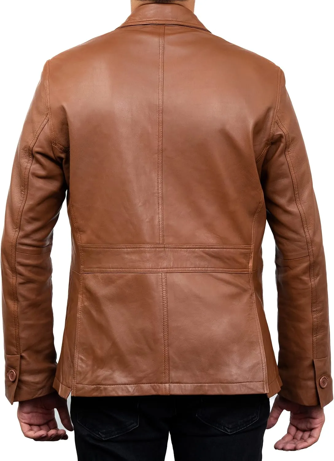Jild Lambskin Leather Jacket Men Casual Coat – Notched Collar Classic Bond’s Style Ultimate Leather Blazer for Men
