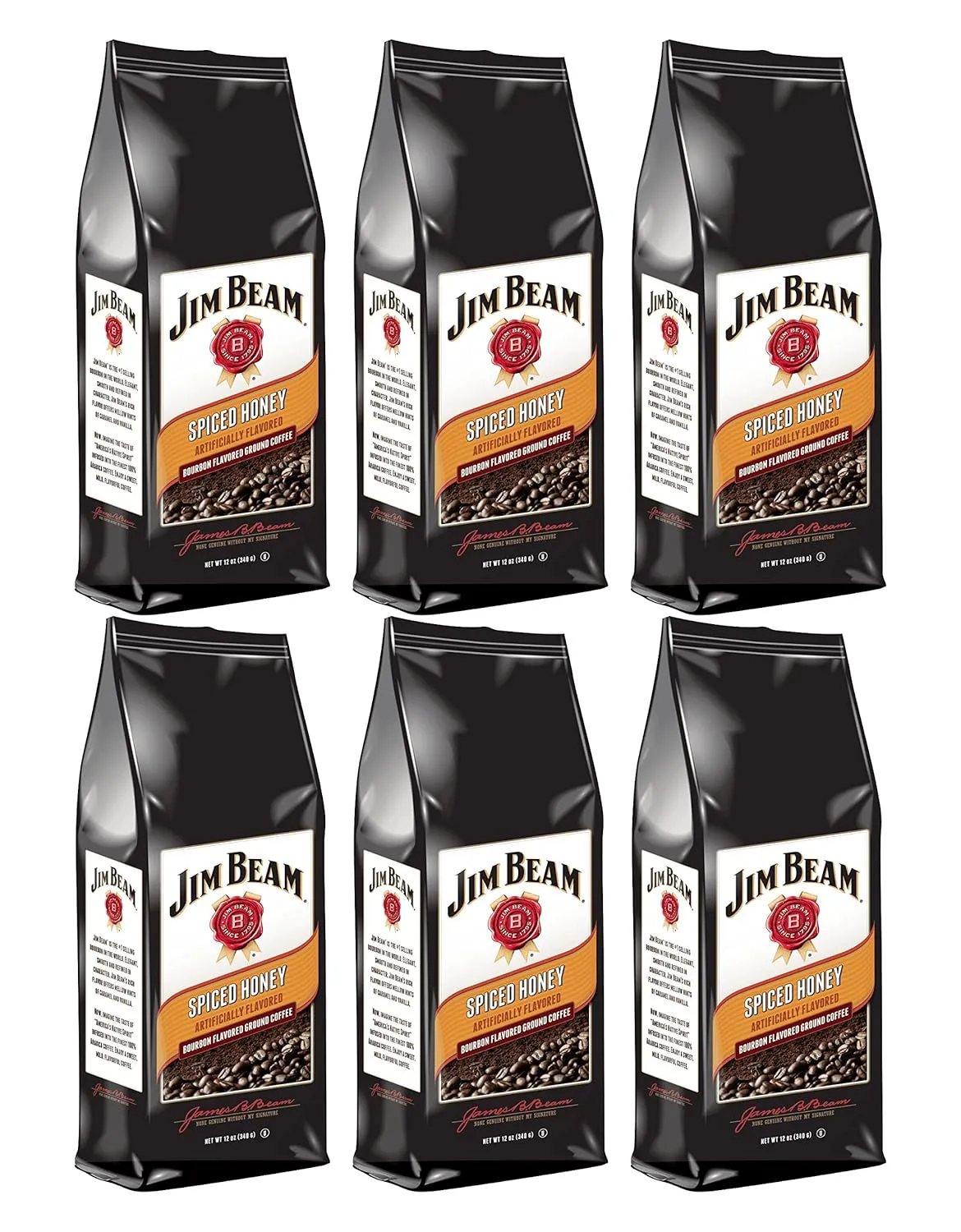 Jim Beam Spiced Honey Bourbon Flavored Ground Coffee, 6 bags (12 oz ea.)