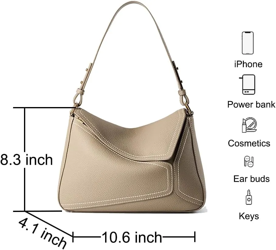 JIUFENG Genuine Leather Geometric Tote Handbag for Women, Womens Shoulder Bag Clutch Zipper Closure