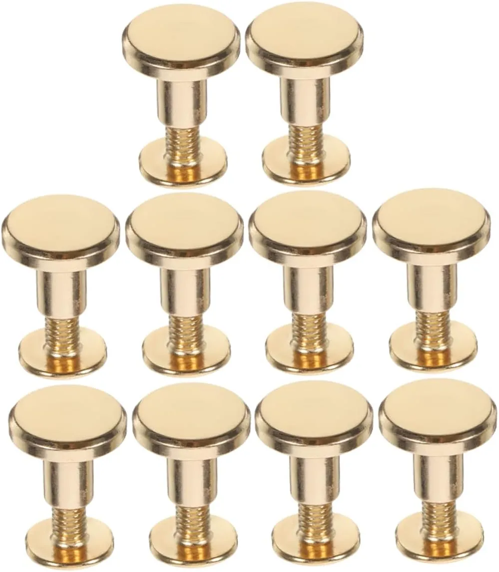 jojofuny 10Pcs Leather Rivet Fastening Kit Durable Rivets for Scrapbooking Bookbinding and DIY Leather Crafts Flat Head Rivets for Secure Attachment to Bags Belts