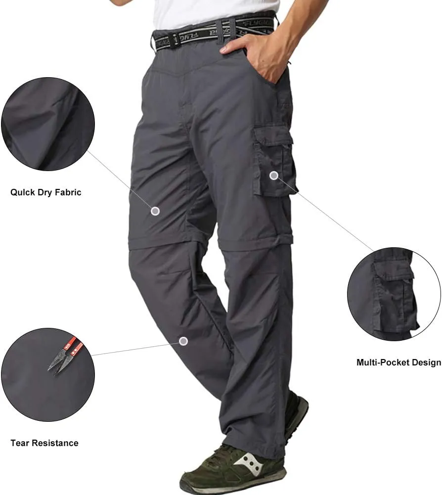 JOMLUN Men’s Hiking Pants Zip Off Cargo Pants Lightweight Quick Dry Convertible Outdoor Shorts
