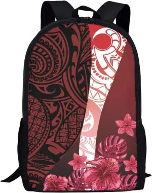 JooMeryer Casual Backpacks for Men Women Polynesian American Samoa Printed Lightweight Laptop Bags Travel Bookbag Knapsack,Hibisus Flower