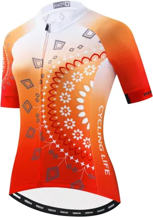 JPOJPO Womens Cycling Jersey,Bike Shirt Quick-Dry Breathable Reflective S-2XL Tops