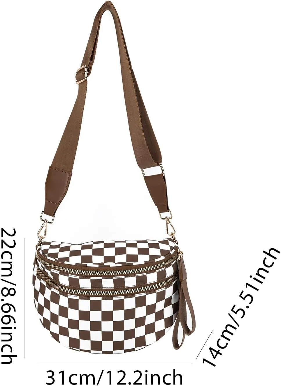JQWSVE Checkered Crossbody Bag Bum Bag for Women Checkered Purse Plus Size Crossbody Bags Black and White Purse Out Going Bag