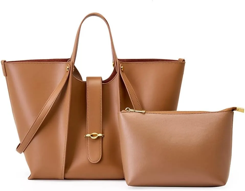JSEIAJB Cowhide Large Capacity Tote Bag Women's Bag Design Cowhide Commuting Bag
