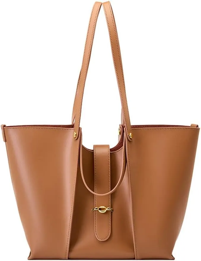 JSEIAJB Cowhide Large Capacity Tote Bag Women's Bag Design Cowhide Commuting Bag