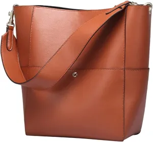 JSEIAJB Leather Female Bag Bucket Bag Retro Female Bag Foreign Trade Female Bag Diagonal Span Bag