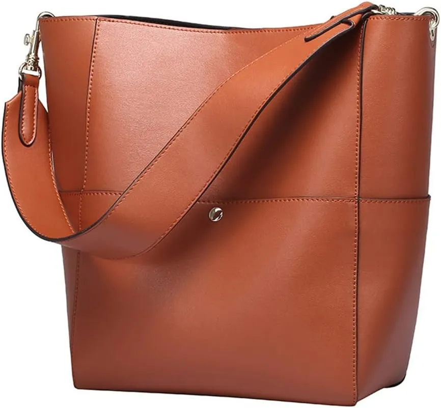 JSEIAJB Leather Female Bag Bucket Bag Retro Female Bag Foreign Trade Female Bag Diagonal Span Bag