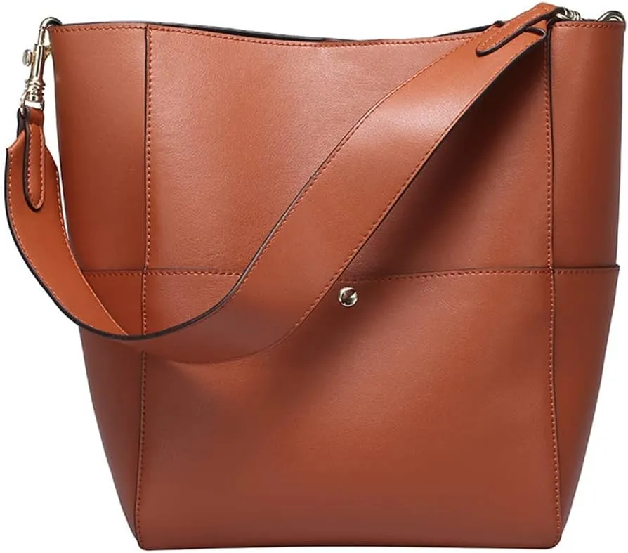 JSEIAJB Leather Female Bag Bucket Bag Retro Female Bag Foreign Trade Female Bag Diagonal Span Bag