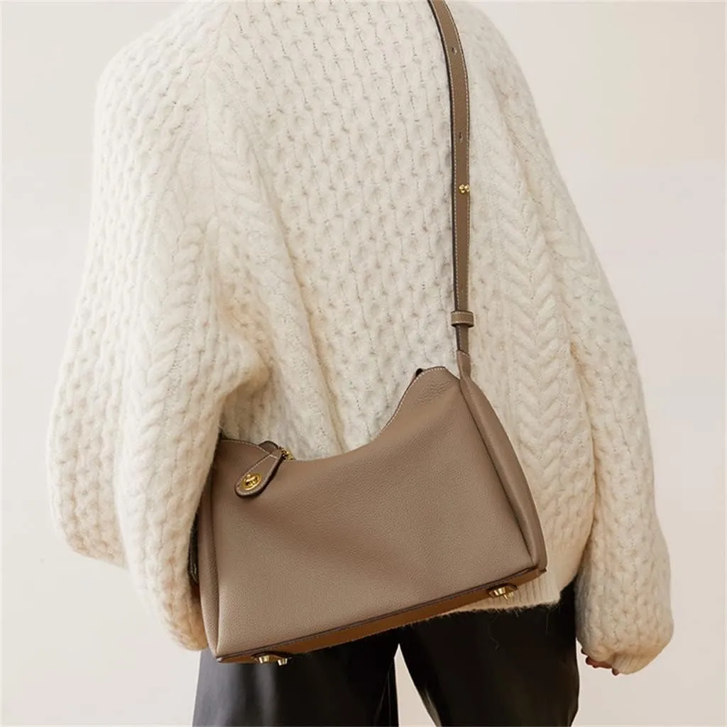 JSEIAJB Leather Women's Bag Cross-Body Single Shoulder Bag Female Underarm Bag Atmospheric Women's Bag