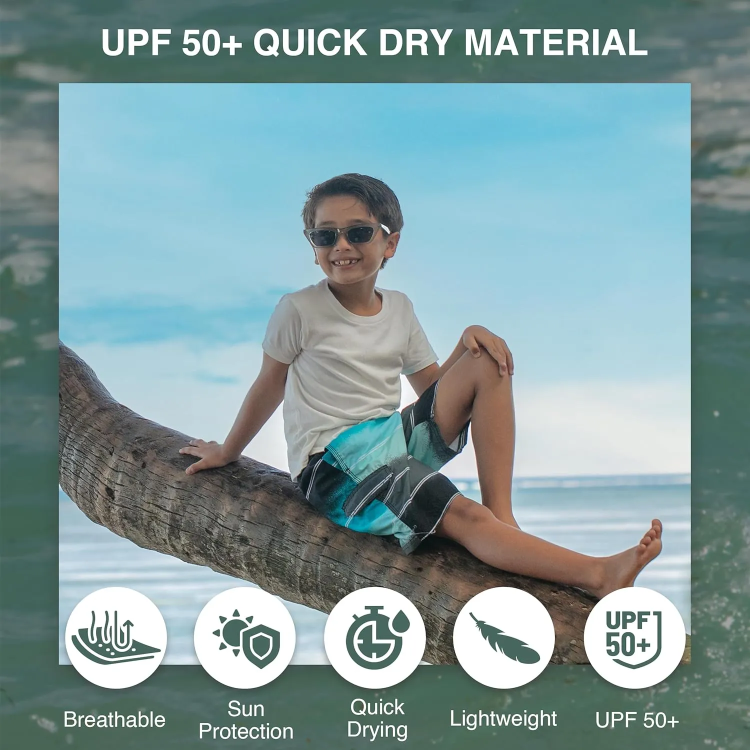 Kanu Surf Boys' Barracuda Quick Dry UPF 50  Beach Swim Trunk