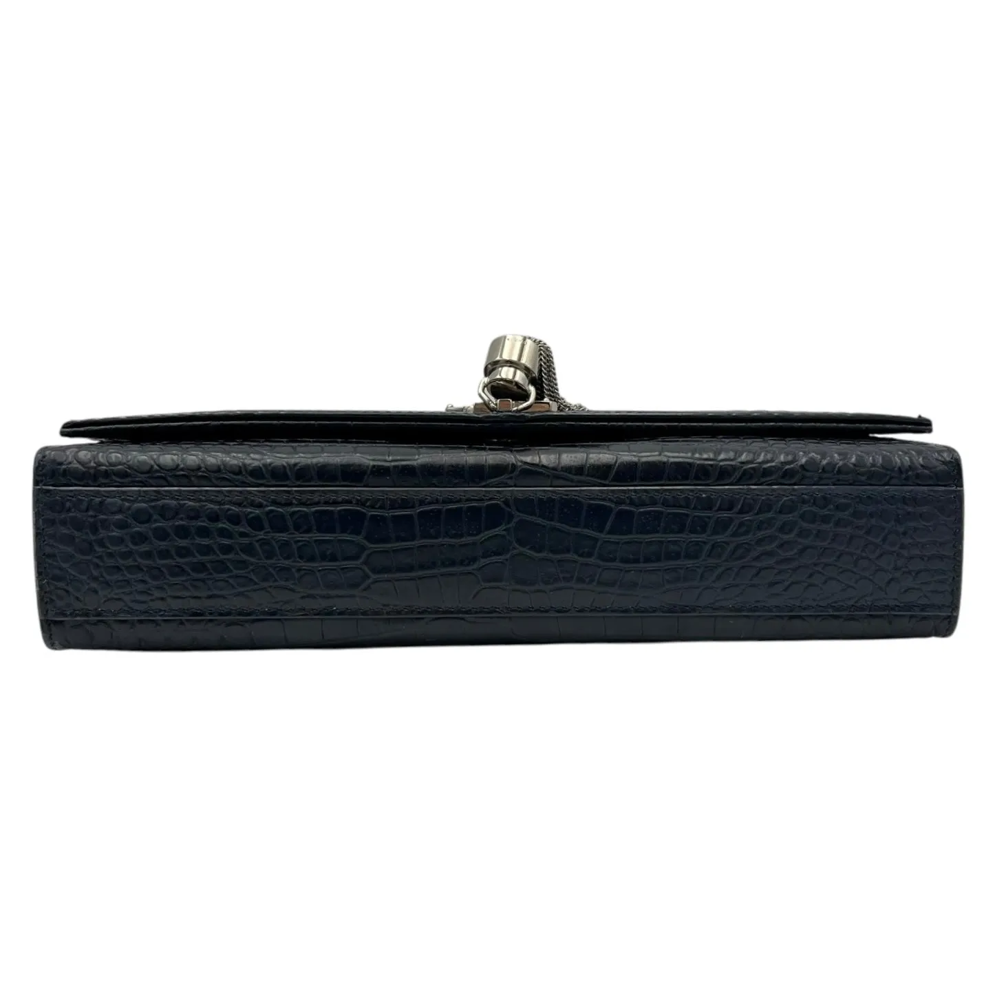 Kate Crossbody Bag Blue in Crocodile Embossed Calfskin, Silver hardware