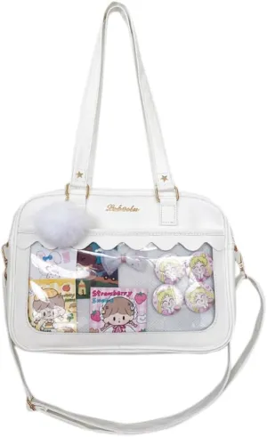 Kawaii Ita Bag Cute Messenger Bag Crossbody Bags Kawaii Bag Purse Clear Anime Bag (white)