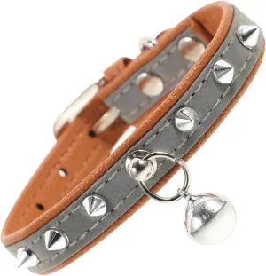 KESYOO Large Puppy Small for Reflective Chain Adjustable Rivets Adjustable Reflective Blue Leather
