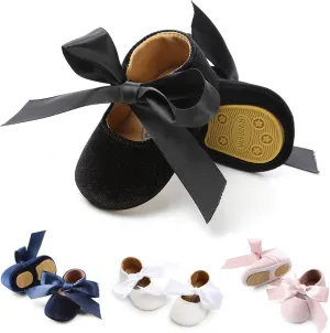KIDSUN Infant Baby Girls Mary Jane Shoes Non-Slip Rubber Sole Ballet Slippers Princess Dress Wedding Shoes Newborn Crib Shoes First Walkers Shoes