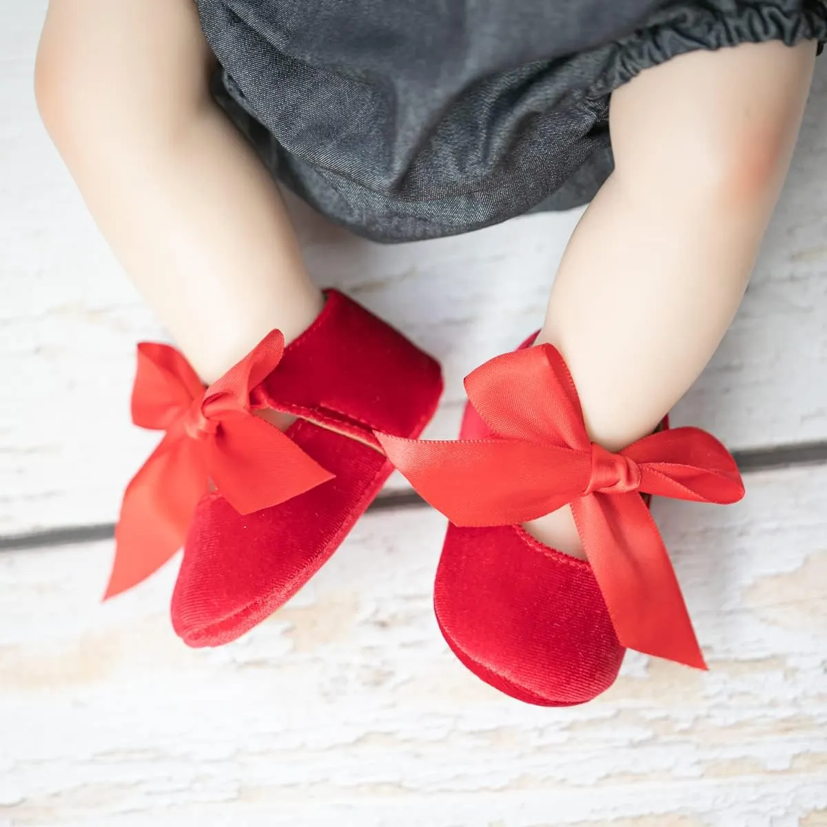 KIDSUN Infant Baby Girls Mary Jane Shoes Non-Slip Rubber Sole Ballet Slippers Princess Dress Wedding Shoes Newborn Crib Shoes First Walkers Shoes