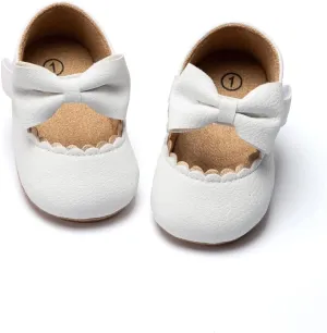 KIDSUN Infant Baby Girls Mary Jane Shoes Non-Slip Rubber Sole Ballet Slippers Princess Dress Wedding Shoes Newborn Crib Shoes First Walkers Shoes