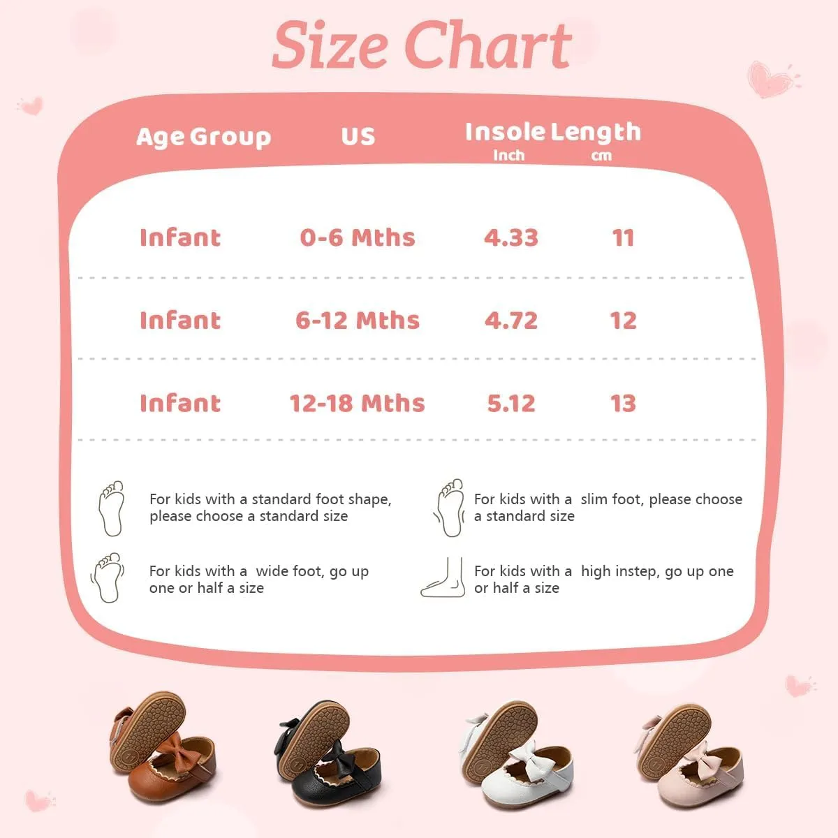 KIDSUN Infant Baby Girls Mary Jane Shoes Non-Slip Rubber Sole Ballet Slippers Princess Dress Wedding Shoes Newborn Crib Shoes First Walkers Shoes