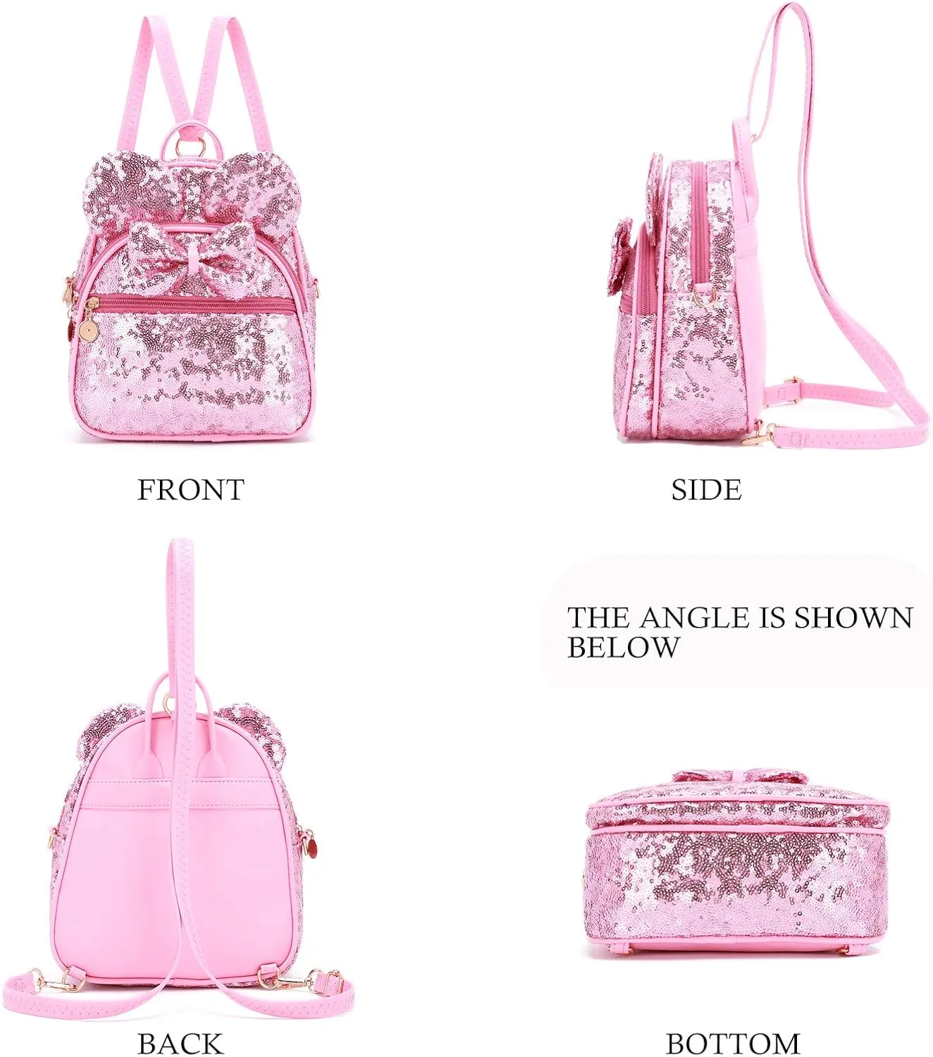 KL928 Girls Bowknot Polka Dot Cute Mini Backpack Small Daypacks Convertible Shoulder Bag Purse for Women