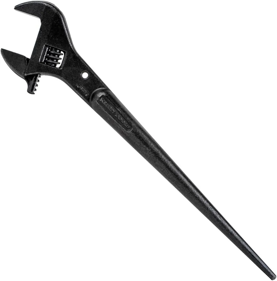 Klein Tools 3239 Adjustable Spud Wrench, Made in USA, 16-Inch Length, 1-5/8 Wrench Opening, Fits Heavy Nuts and Bolts up to 1-Inch, Tethering