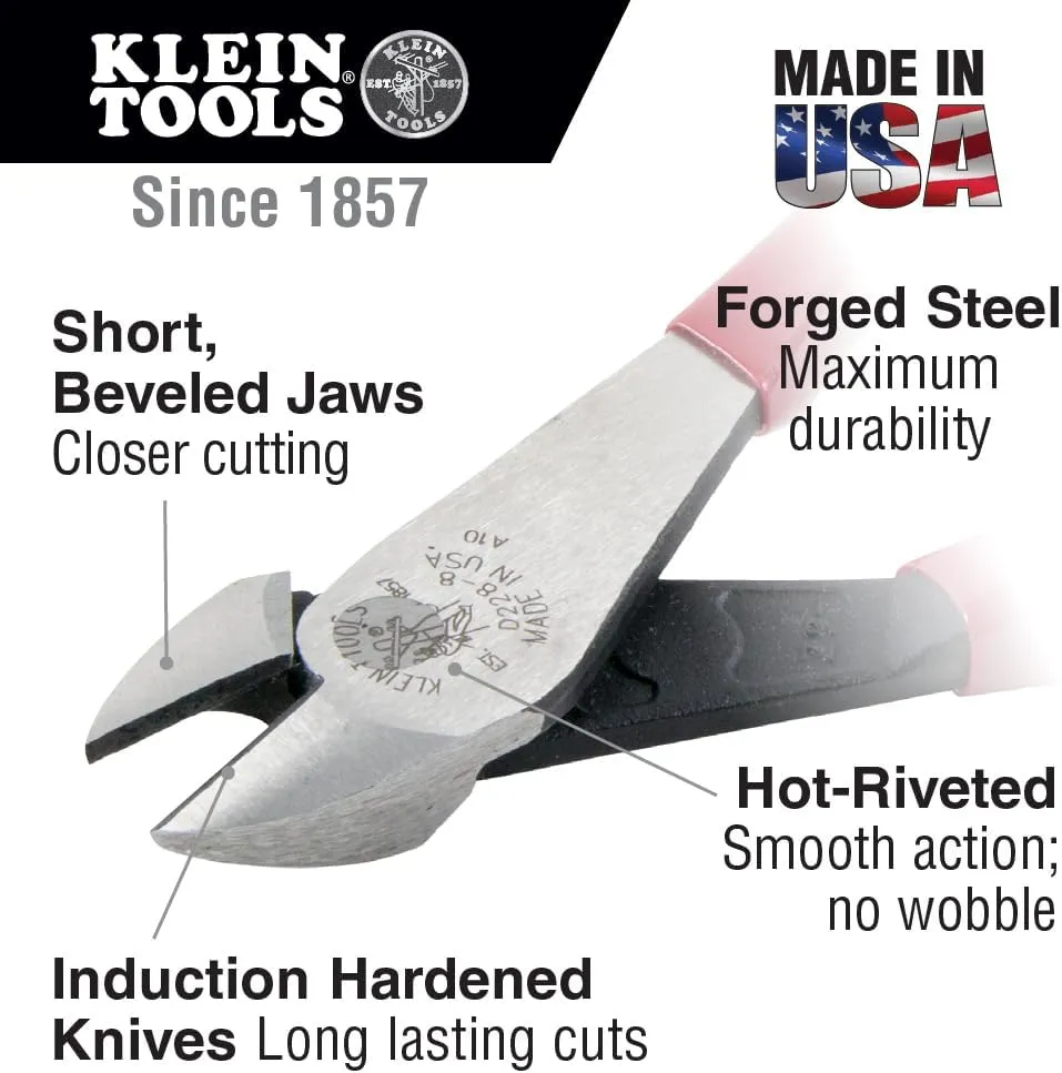 Klein Tools 80020 Plier Set with Lineman's Pliers, Diagonal Cutters, and Needle Nose Pliers, Made in USA with Induction Hardened Knives, 3-Piece
