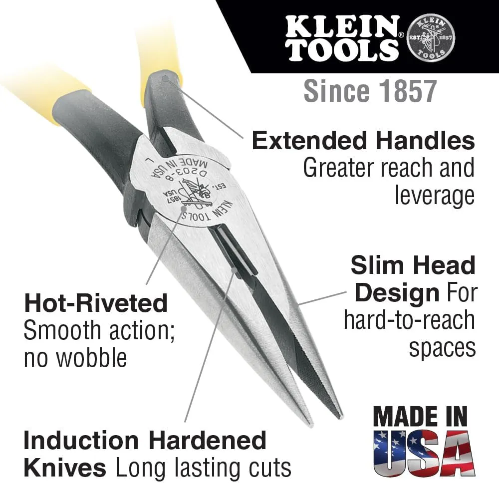 Klein Tools 80020 Plier Set with Lineman's Pliers, Diagonal Cutters, and Needle Nose Pliers, Made in USA with Induction Hardened Knives, 3-Piece