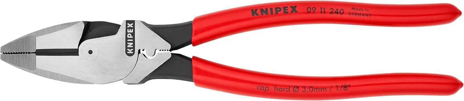 Knipex 09 11 240 9.5-Inch Ultra-High Leverage Lineman's Pliers with Fish Tape Puller and Crimper