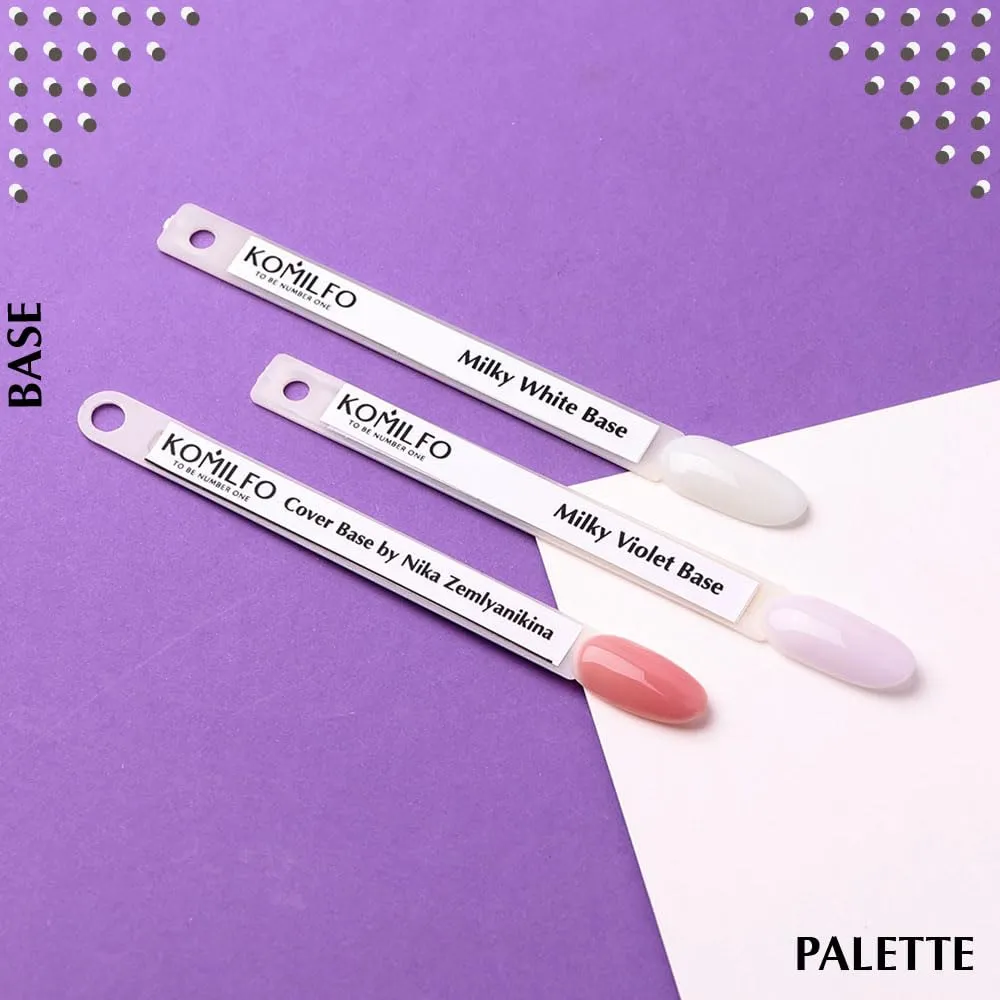 Komilfo Color Base 8ml White Red Milky, Medium density, self-leveling. Fast coverage. Soft, flesh-colored shades, Long -lasting up to 21 days, Nail Gel Polish Led Uv (Base Milky Violet, 8ml)