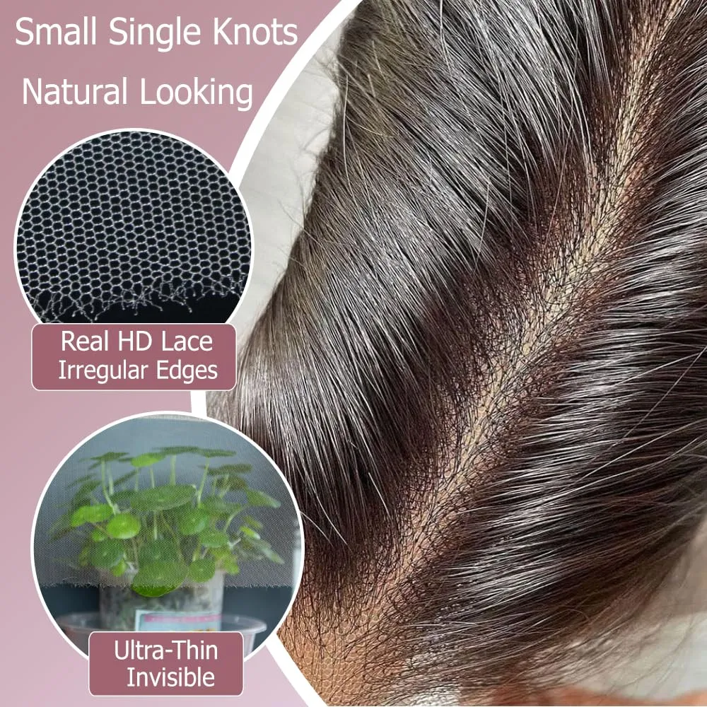 KRN 13x4 Skinlike Real HD Lace Frontal, 0.11mm Ultra-Thin Invisible Swiss Lace Closure Pre Plucked With Baby Hair, 12A Grade Brazilian Virgin Human Hair Body Wave Free Part 12 Inch
