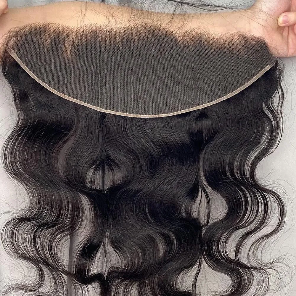 KRN 13x4 Skinlike Real HD Lace Frontal, 0.11mm Ultra-Thin Invisible Swiss Lace Closure Pre Plucked With Baby Hair, 12A Grade Brazilian Virgin Human Hair Body Wave Free Part 12 Inch