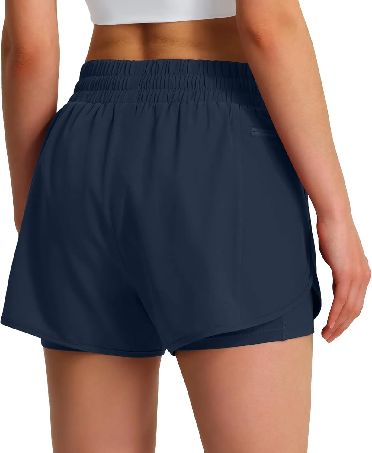 Ksmien Women's Running Shorts Quick Dry Lightweight Athletic Workout Shorts with Liner Phone Pockets