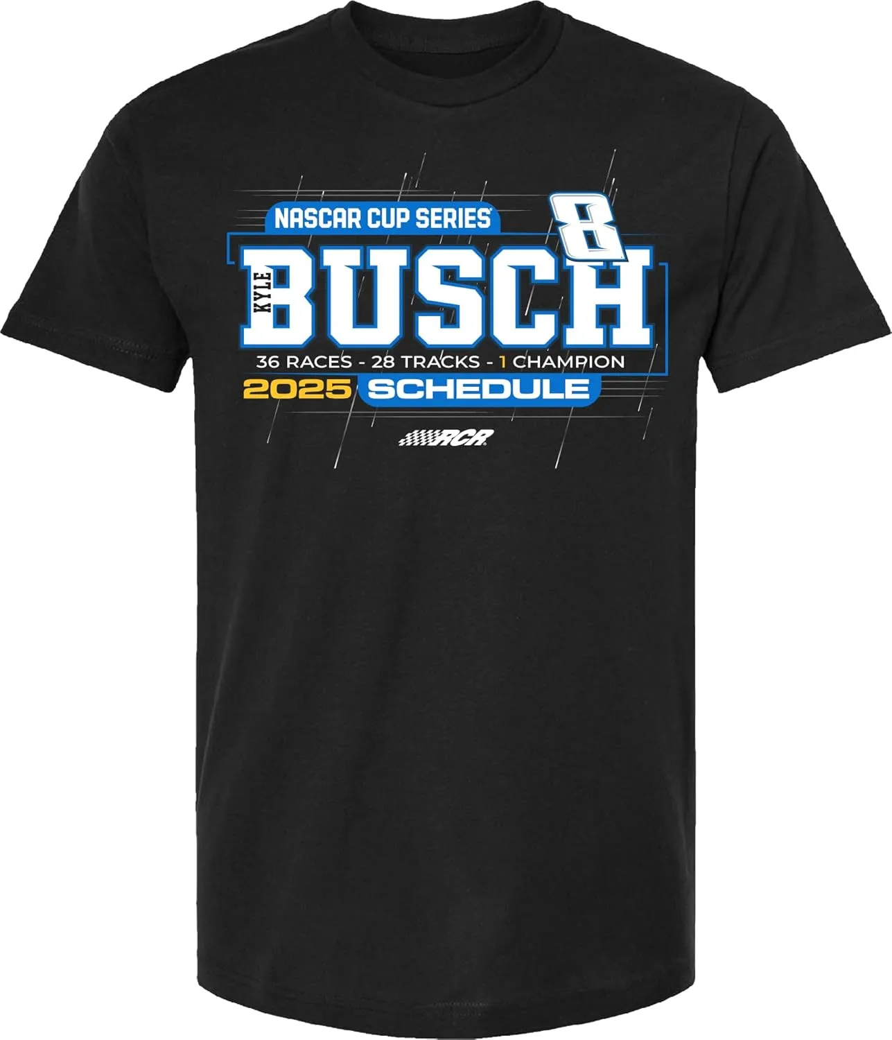 Kyle Busch 2025 NASCAR Cup Series Schedule T-Shirt Black (US, Alpha, X-Large, Regular, Regular, Black)