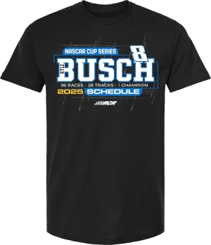 Kyle Busch 2025 NASCAR Cup Series Schedule T-Shirt Black (US, Alpha, X-Large, Regular, Regular, Black)