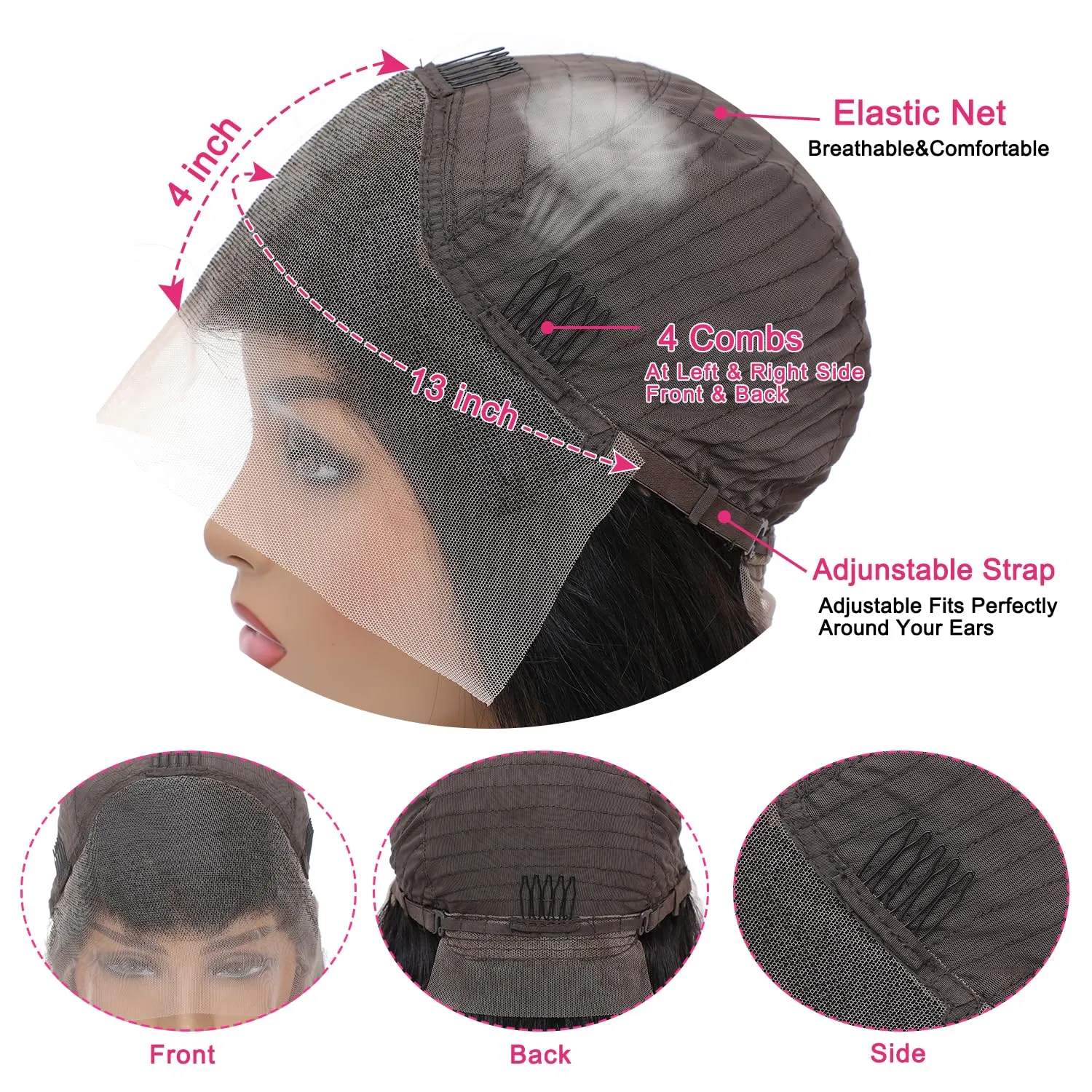 Lace Front Wigs Human Hair 13x4 Straight HD Transparent Lace Frontal Wigs for Women Human Hair Glueless Pre Plucked with Baby Hair 200 Density 28 Inch